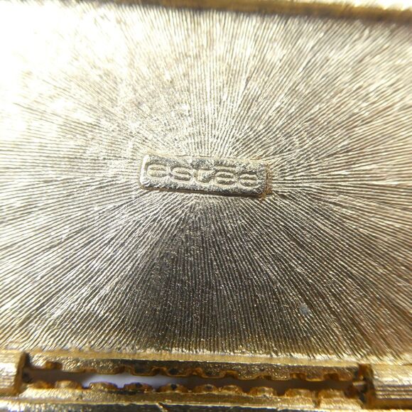 Estee Lauder Pillbox Perfume Compact Vintage Enamel Blue Goldtone - Picture 7 of 8